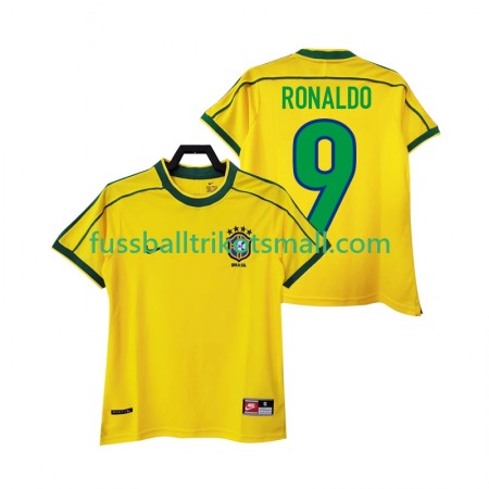 Fußballtrikots Brasilien RONALDO 9 Retro 1998 Kurzarm Heimtrikotsatz kaufen